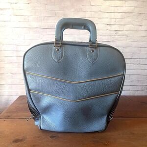 Blue Bowling Ball Bag with Gold Piping Vintage  (4033)